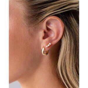 14k Gold Pearl Stud Earrings – Minimalist Flat Back Hypoallergenic Jewelry